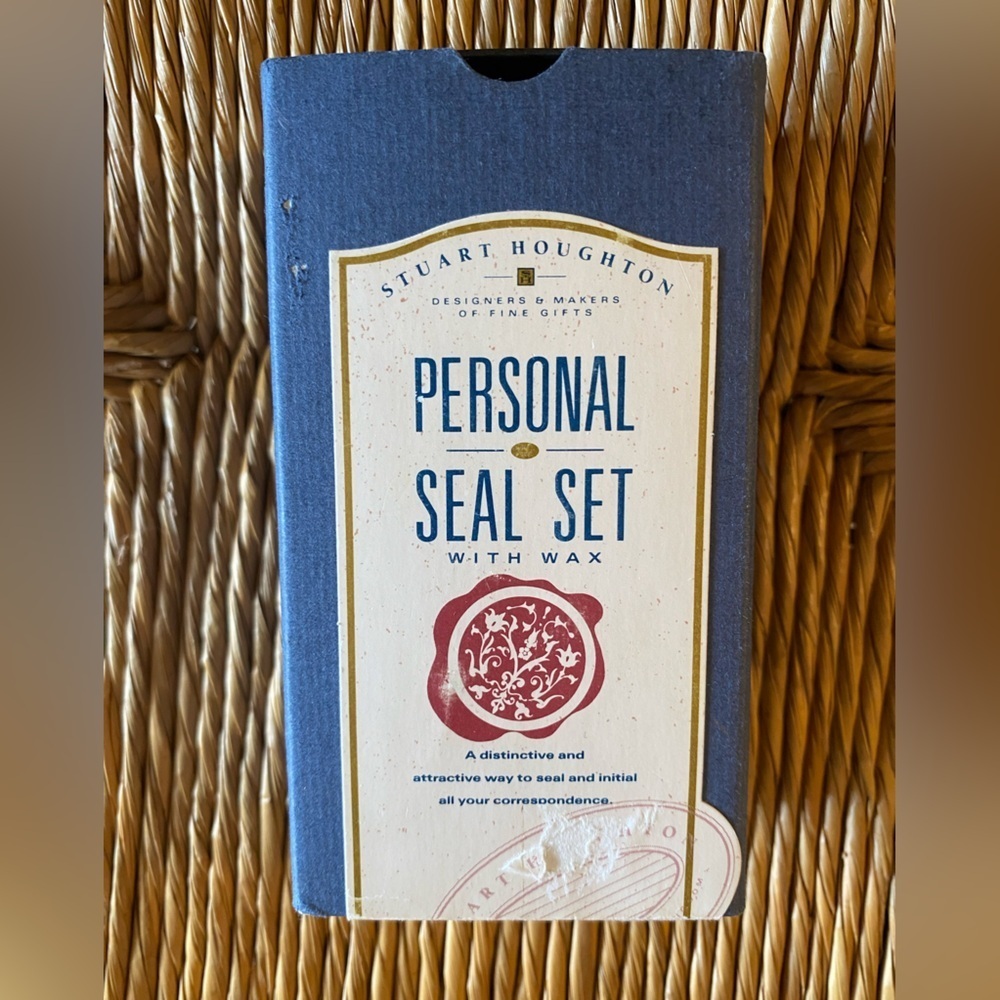 NWT Vintage Stuart Houghton Personal Wax Seal Set Initial Letter A Gold Wax